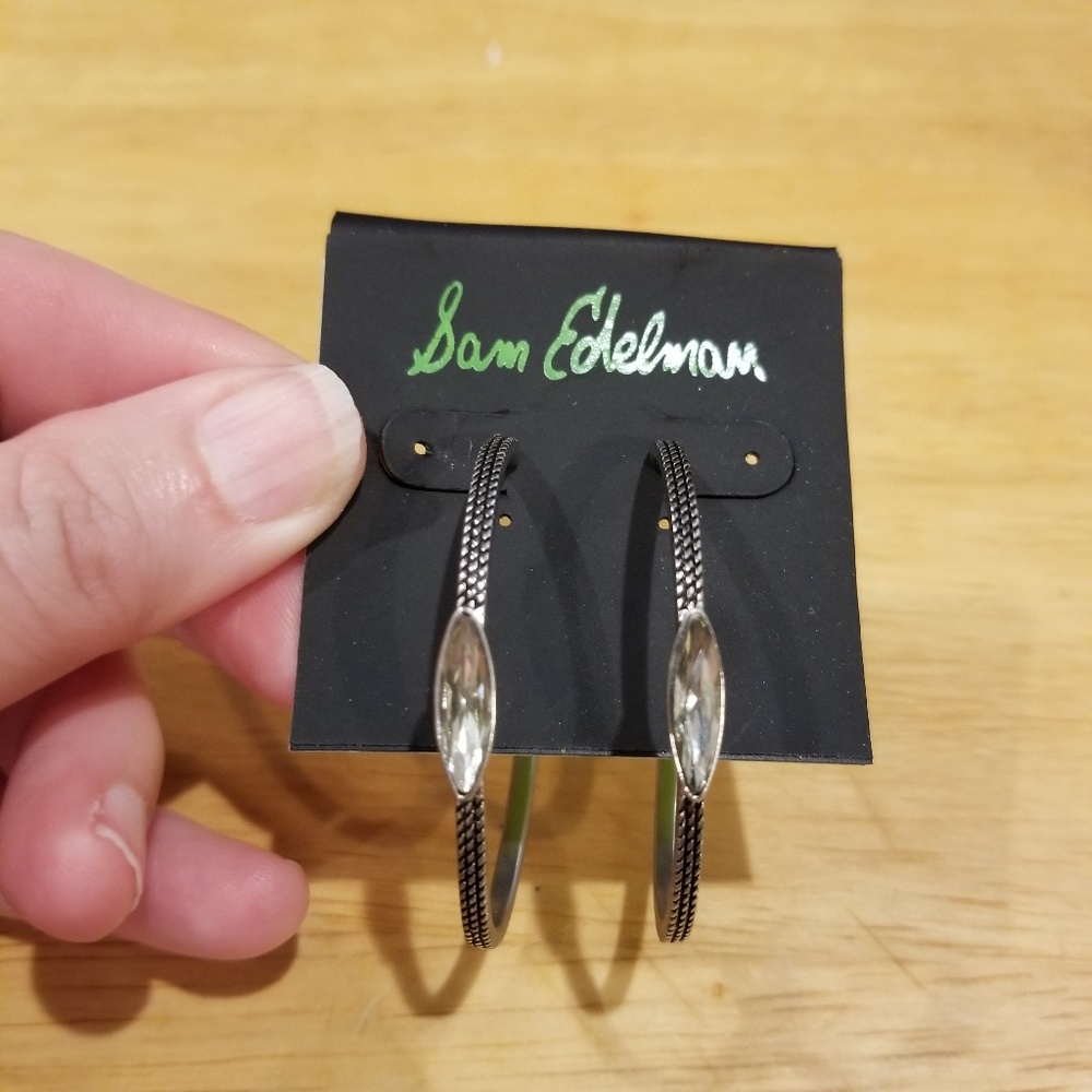 FIRM NWT Sam Edelman Crystal Stone Hoop Earrings